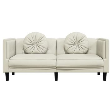 vidaXL Sofa Sofa mit Kissen 2-Sitzer Creme Samt