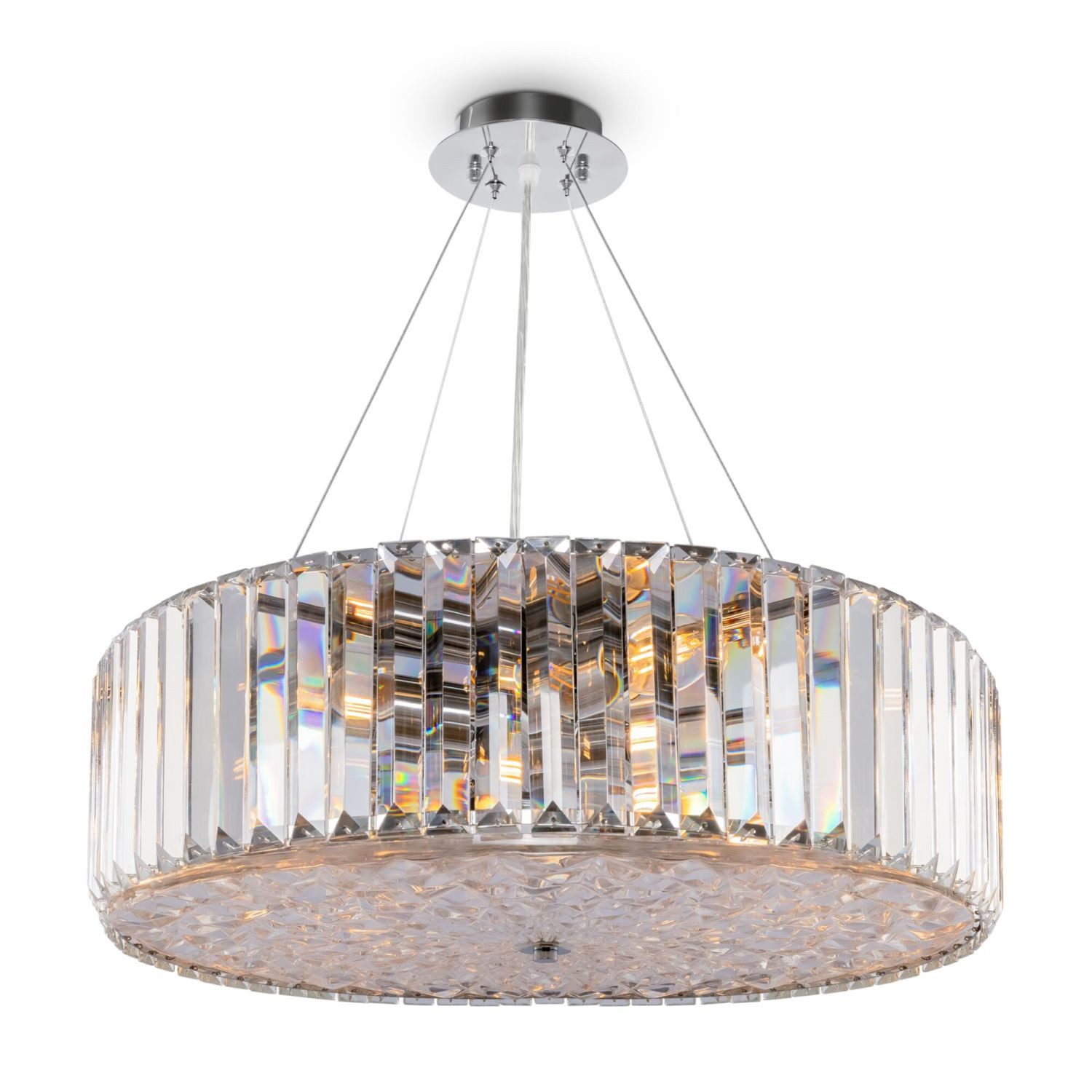 Licht-Erlebnisse Pendelleuchte SÖREN, ohne Leuchtmittel, Glas Metall E27 D: 53 cm H: max. 89,4 cm Kristall Chrom 8-flammig