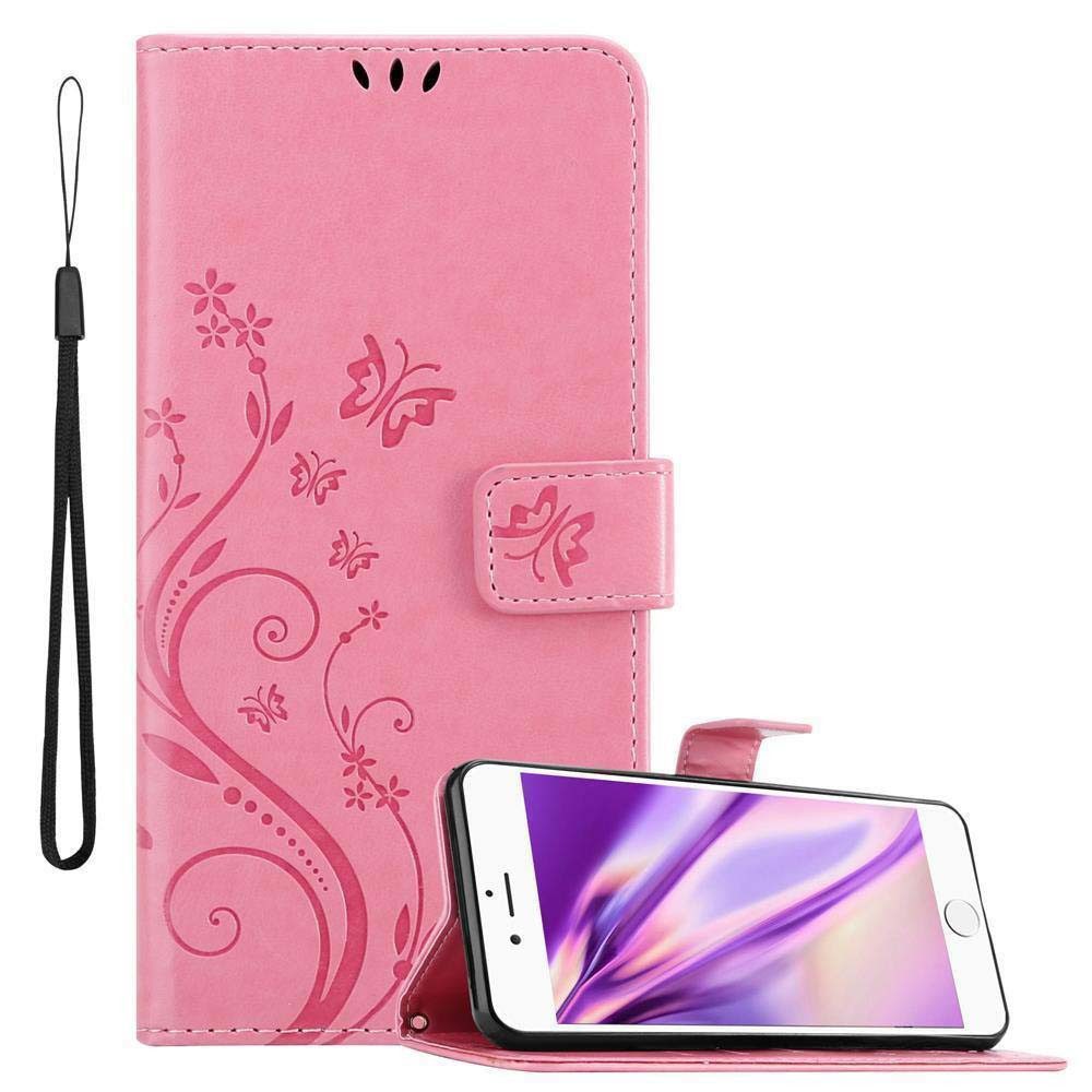 Cadorabo Handyhülle für iPhone 6 / 6S Hülle Apple iPhone 6 / 6S, Hülle Schutzhülle Blumen Flower mit Standfunktion Kartenfach Magnet