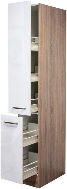 Flex-Well Exclusiv Apotheker-Hochschrank Valero 30 cm Hochglanz Weiß