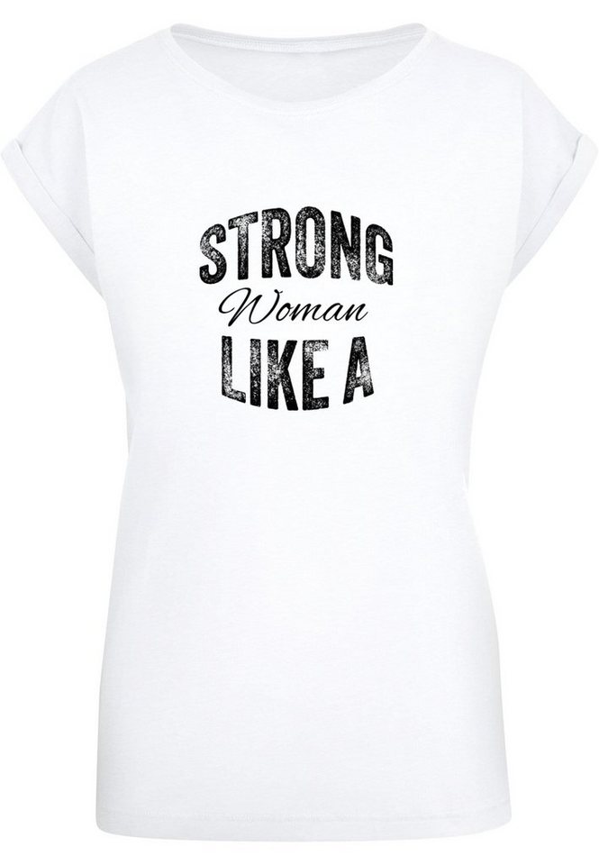 Merchcode T-Shirt Damen Ladies WD - Strong Like A Woman Extended Shoulder  Tee (1-tlg)