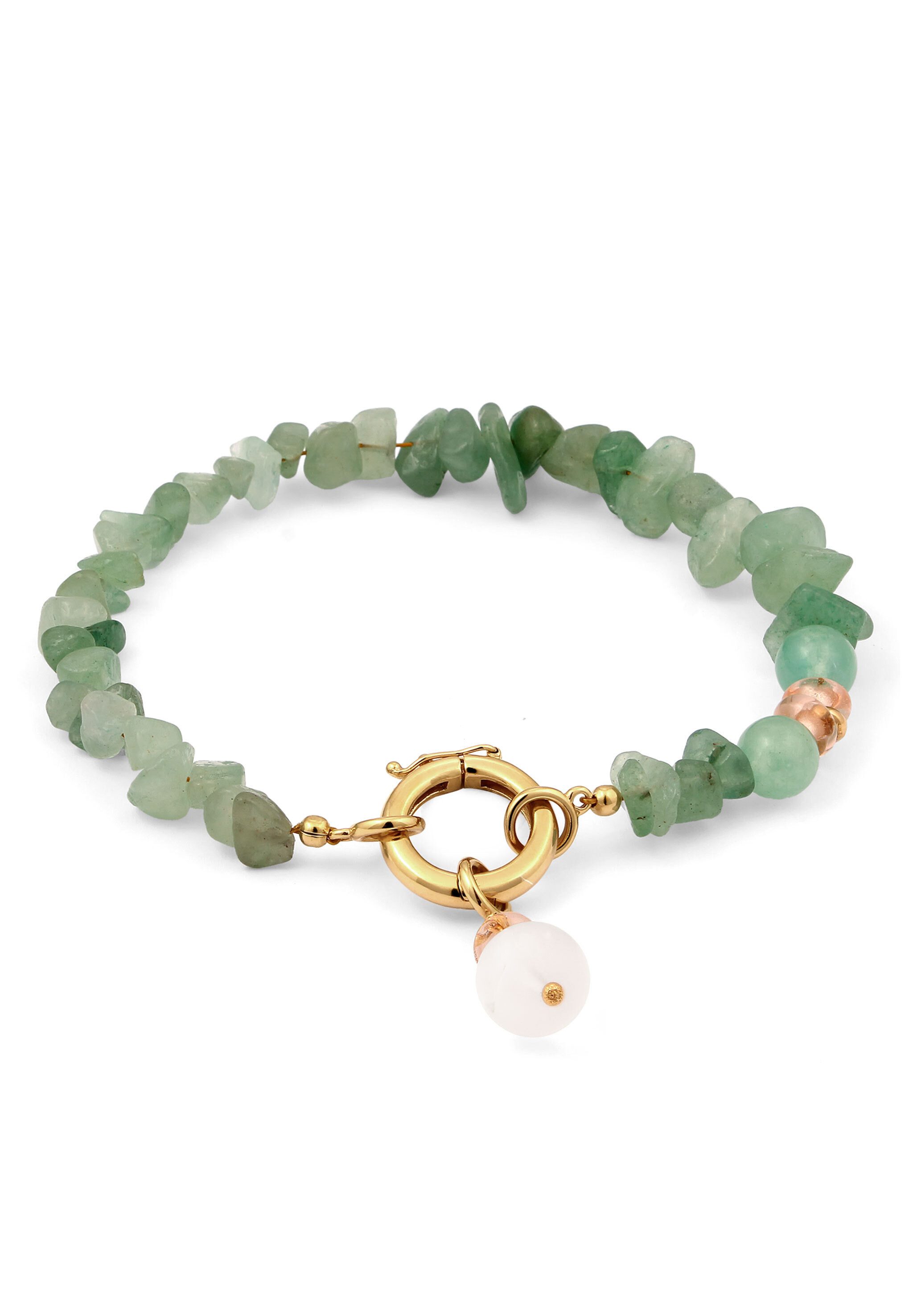 Armband Gürtelkette Aventurin Eis-Kristall 925 Sterling Silber vergoldet