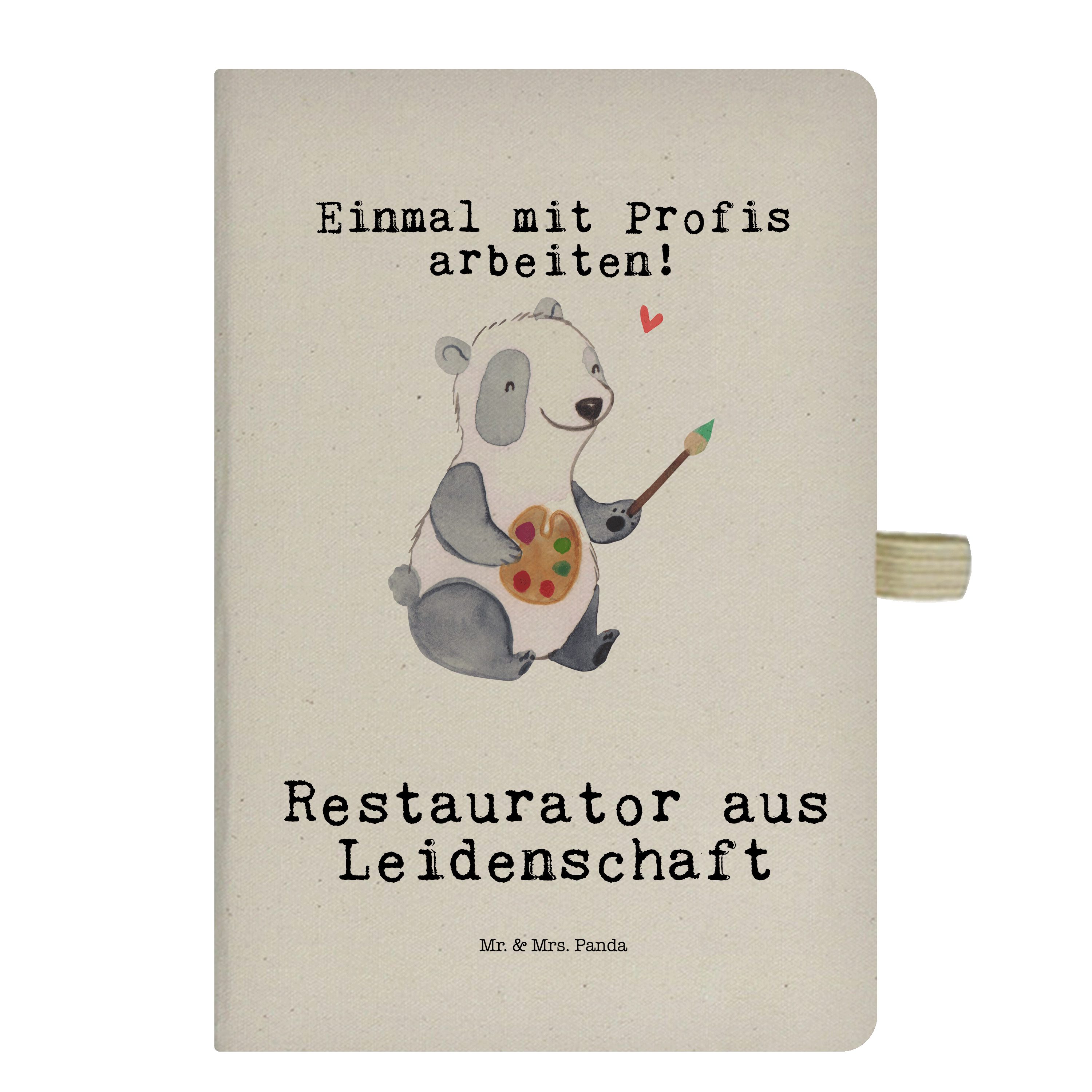 Mr. & Mrs. Panda Notizbuch Restaurator aus Leidenschaft - Transparent - Geschenk, Danke, Arbeits Mr. & Mrs. Panda