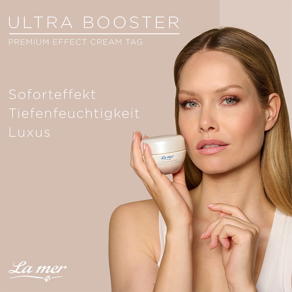 La mer Gesichtspflege Ultra Booster Premium Effect Cream Tag – Feuchtigkeitsbooster mit Hyaluron Luxuriöse Anti-Aging Tagescreme mit Hyaluronsäure-Komplex, füllt Feuchtigkeitsdepots auf, wirkt glättend und schenkt einen rosig-frischen Teint