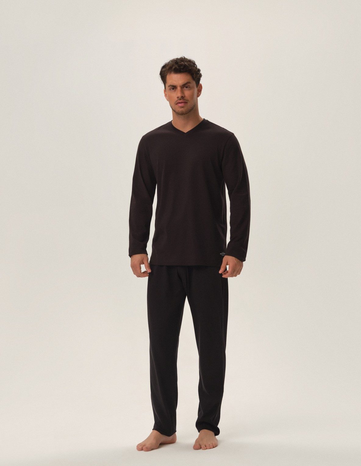 Henderson T-Shirt Baumwoll-Langarmshirt mit V-Ausschnitt im 2er-Pack. Hunter (2-tlg., 2er-Pack)