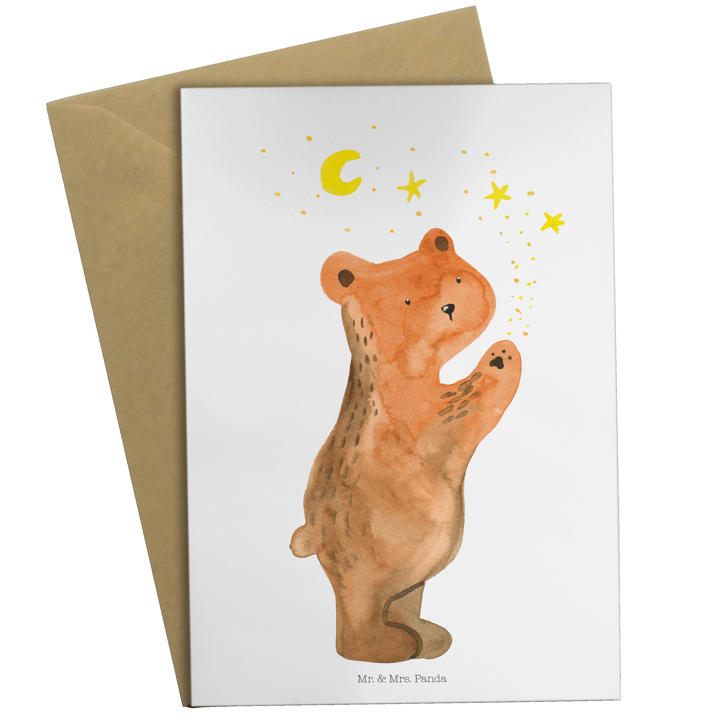Grußkarte Bär - Glückwunschkarte, Mrs. Weiß - Hochzeitsk Verliebter Teddy, Geschenk, Mr. Panda &