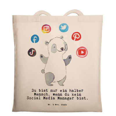 Mr. & Mrs. Panda Tragetasche Social Media Manager Herz - Transparent - Geschenk, Dankeschön, Beute (1-tlg), Design-Highlight