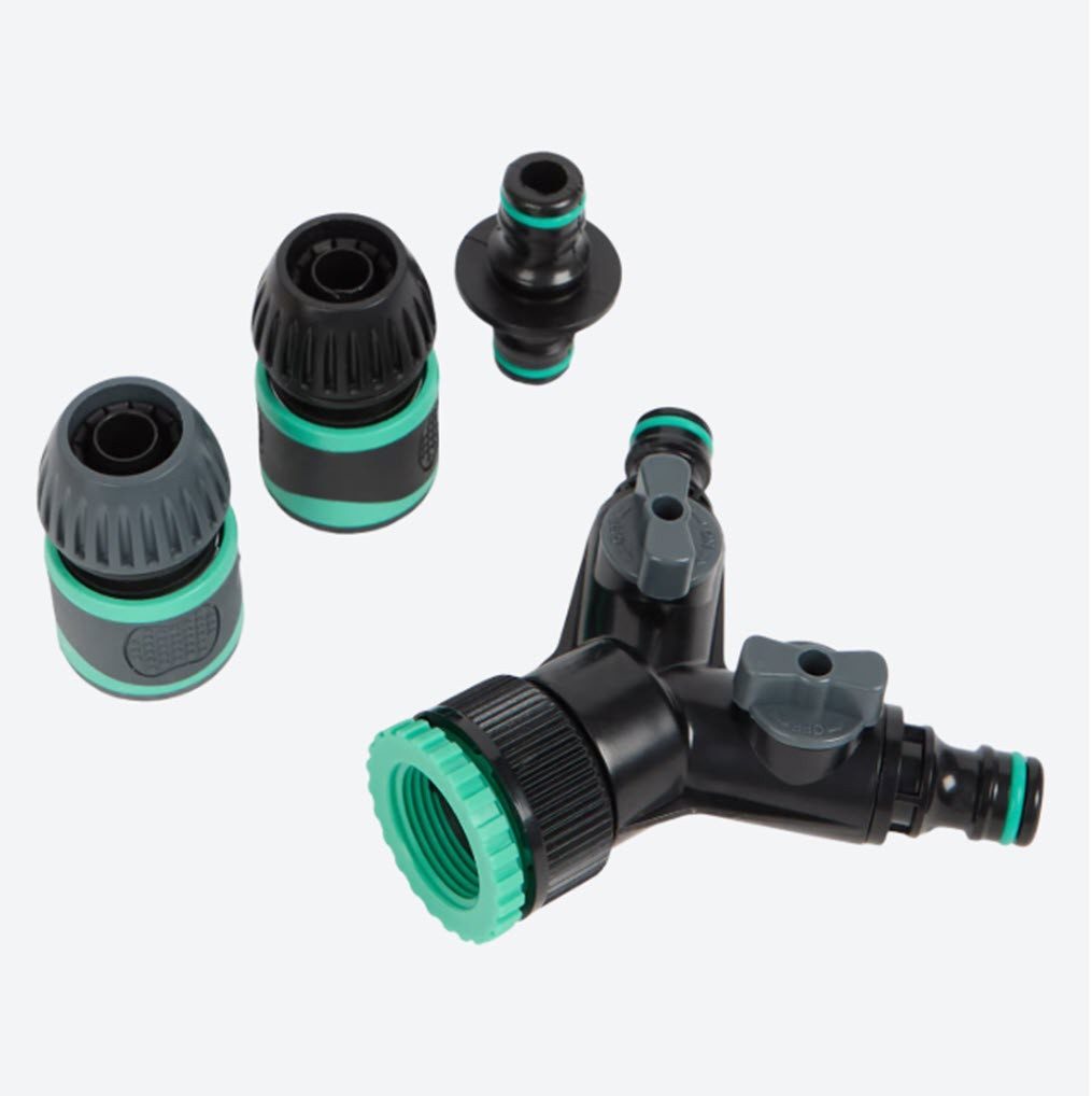 Ferm 2-Wege Verteiler Wasserverteilungssystem 4tlg. TCA1008 Schlauchadapter 1/2"