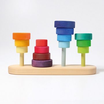 GRIMM´S Spiel und Holz Design Steckspielzeug Steckturm Fabuto 14 Teile Stapelturm Steckturm Holzspielzeug