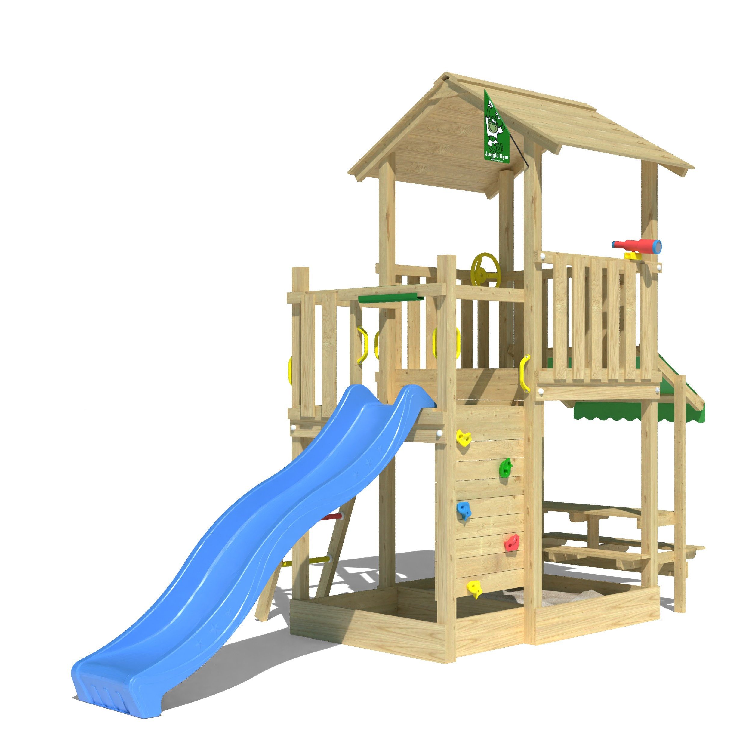 Jungle Gym Spielturm Keep, Spielanlage mit Mini Market und Rutsche mit Wasseranschluss
