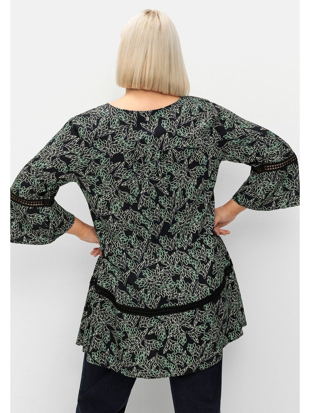 Sheego Longtunika Große Größen mit floralem Print und Lochmusterdetails