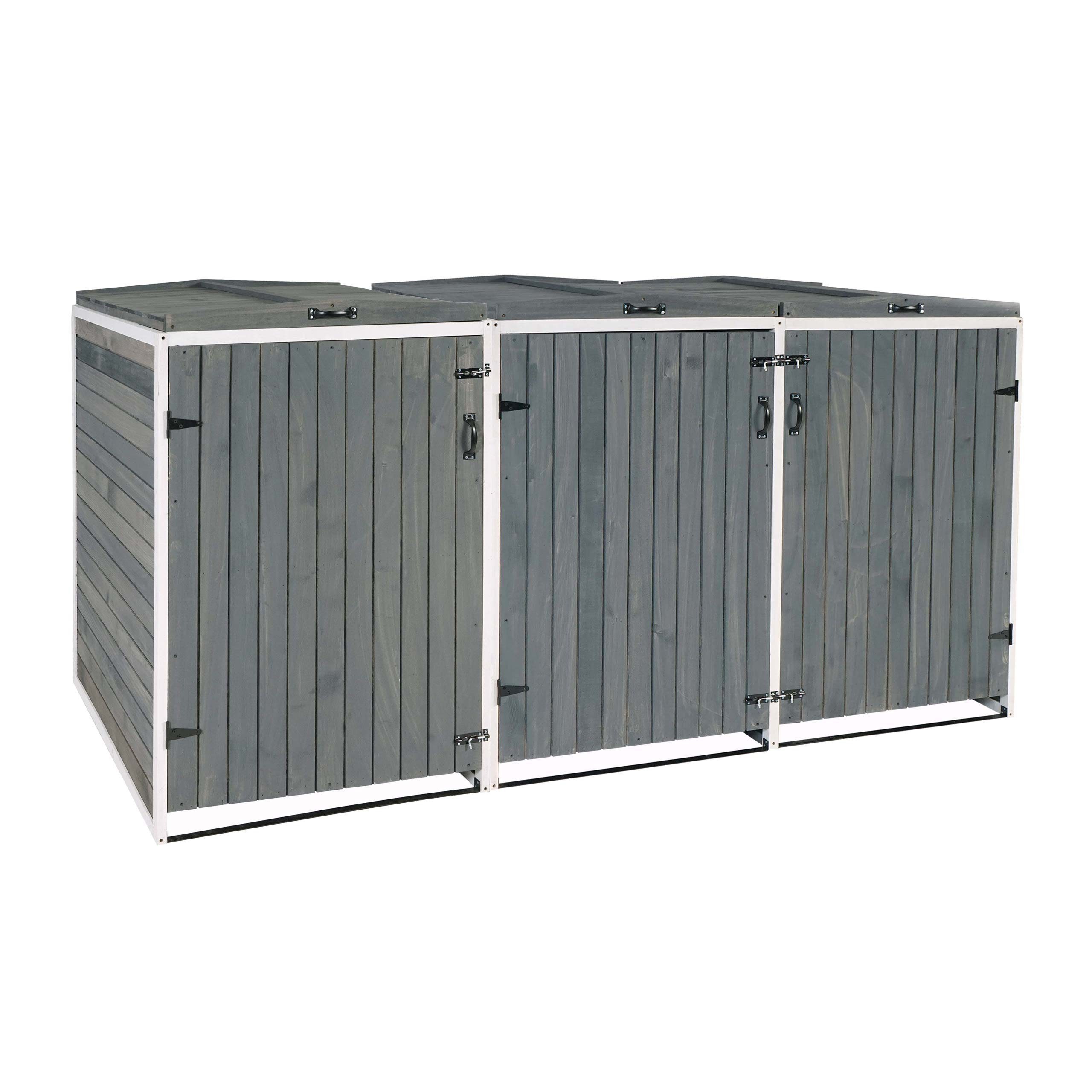 MCW Mülltonnenbox MCW-H74-6, 3 Deckel inkl. Wind-Sicherung durch Ketten,stabiles Gestell