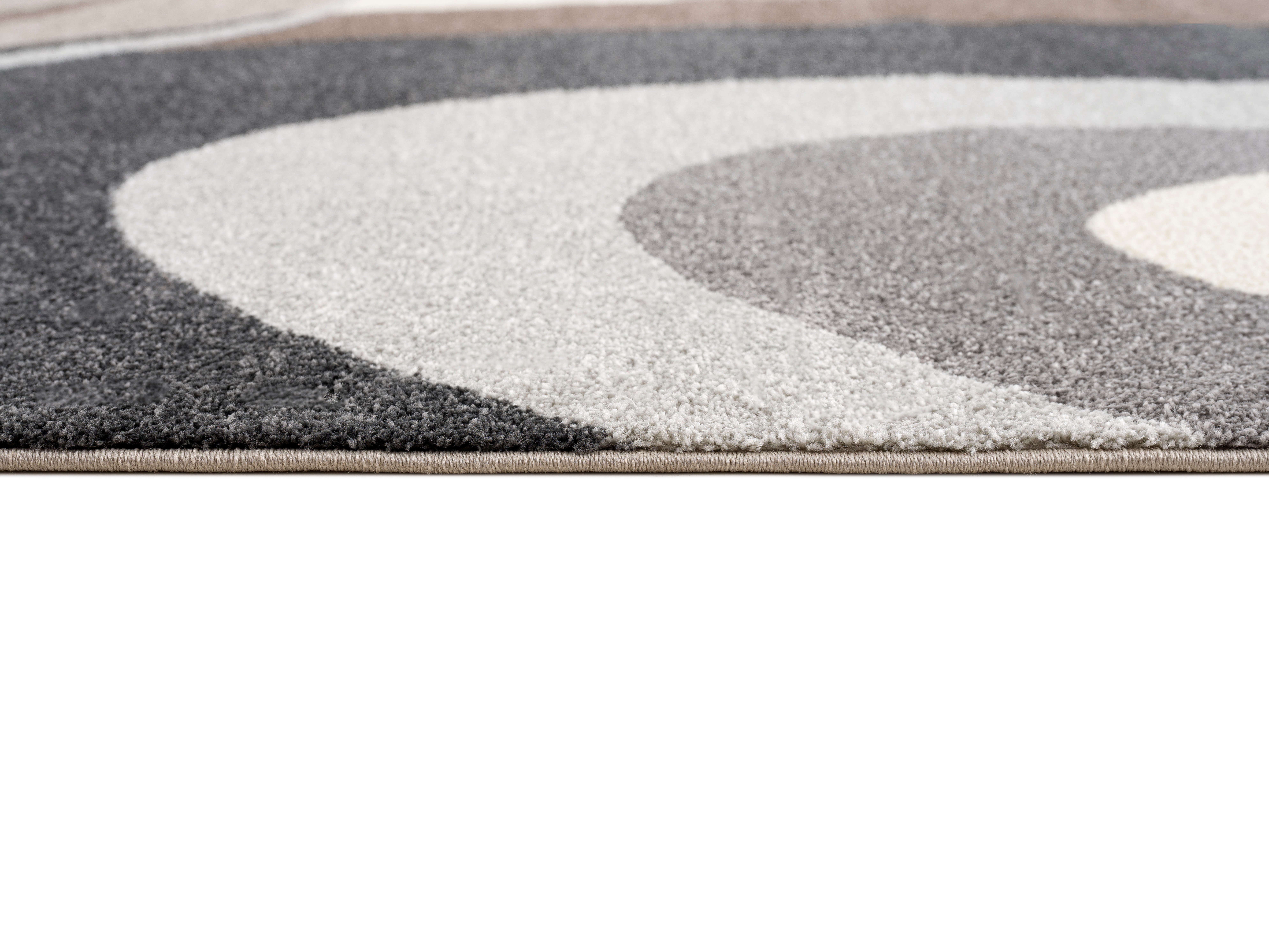 Teppich 14 handgearbeitetem andas, Neele, Wellen-Design, mit Wende-Teppich rechteckig, sand Konturenschnitt, Höhe: mm,