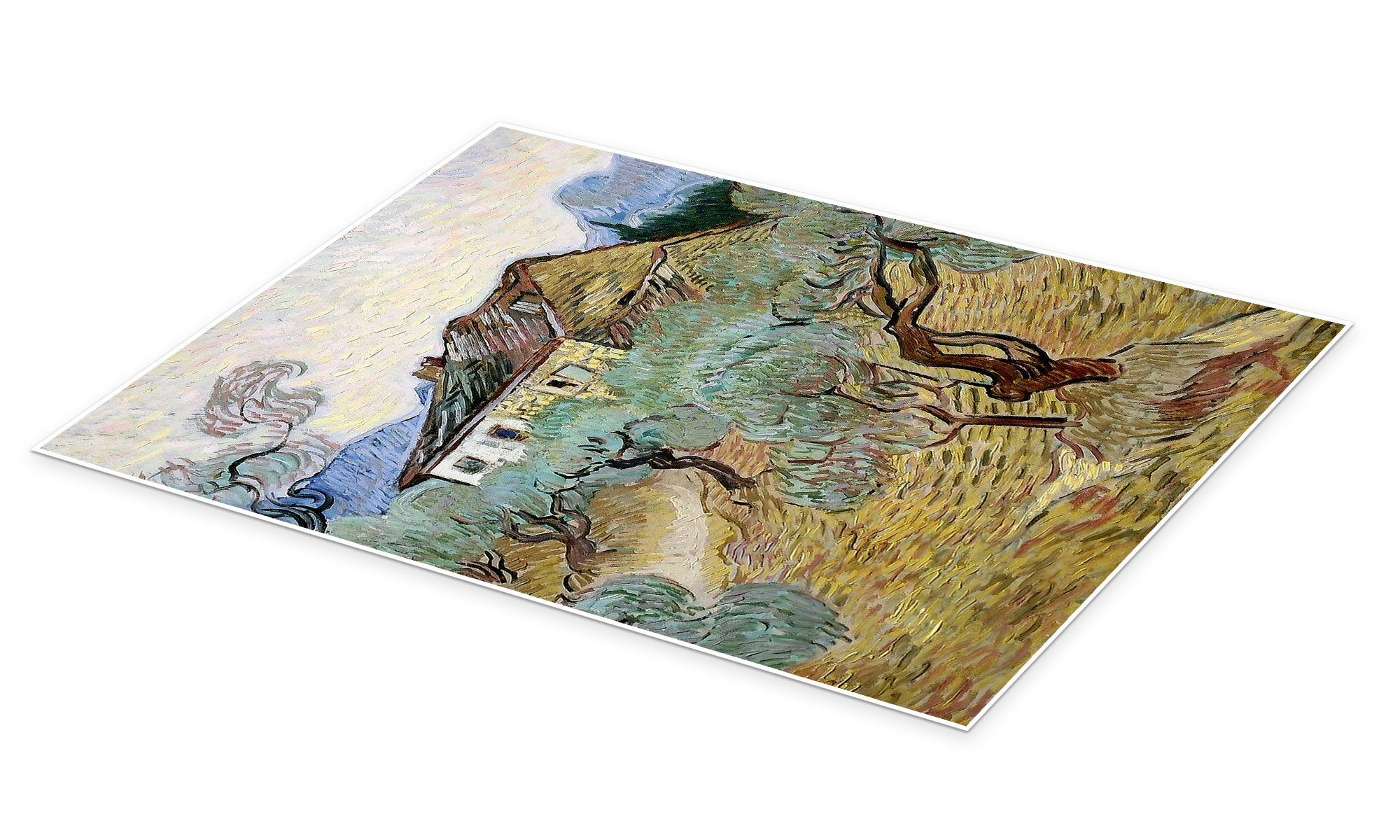 Posterlounge Wandbild Weißes Bauernhaus zwischen Olivenbäumen, 1889, Vincent van Gogh, erhältlich als Poster, Leinwandbild, Wandsticker oder Acrylglasbild