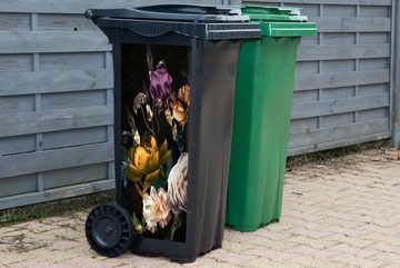 MuchoWow Wandsticker Blumen - Blumenstrauß - Muster (1 St), Mülleimer-aufkleber, Mülltonne, Sticker, Container, Abfalbehälter