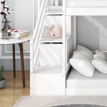 Ulife Etagenbett Kinderbetten. mit Rutsche und Treppe, 2 Schubladen, 90 X 200 cm