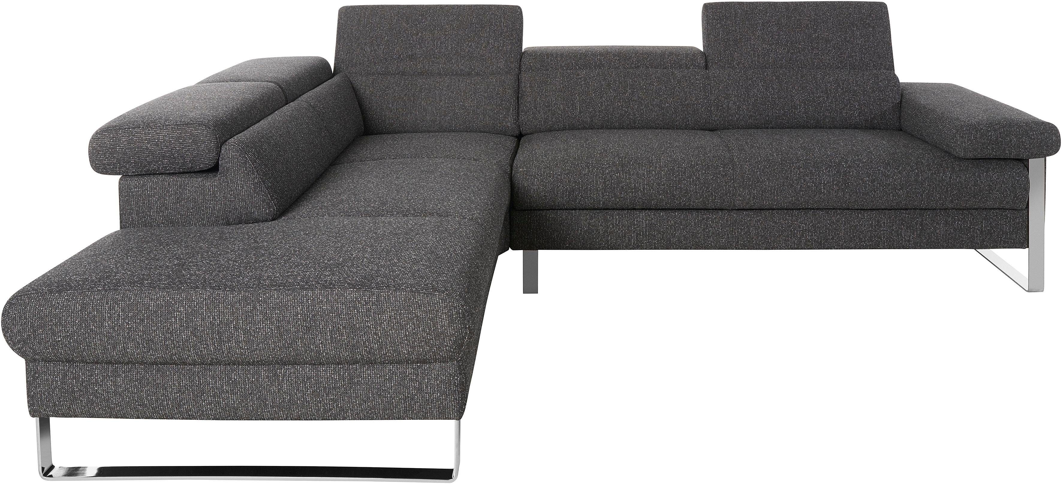 W.SCHILLIG Ecksofa finn, toller Sitzkomfort, L-Form, hochwertige Verarbeitungsdetails, German Design Award 2016, Fußgestell Chrom glänzend, Breite 281 cm