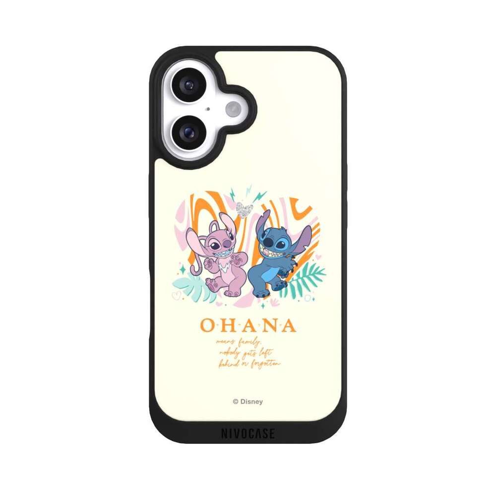 NIVOCASE Handyhülle Lilo & Stitch Offizielles Lizenzprodukt Disney Stitch and Angel, Apple iPhone 16 Handyhülle Hülle NIVOpure Case Schwarz