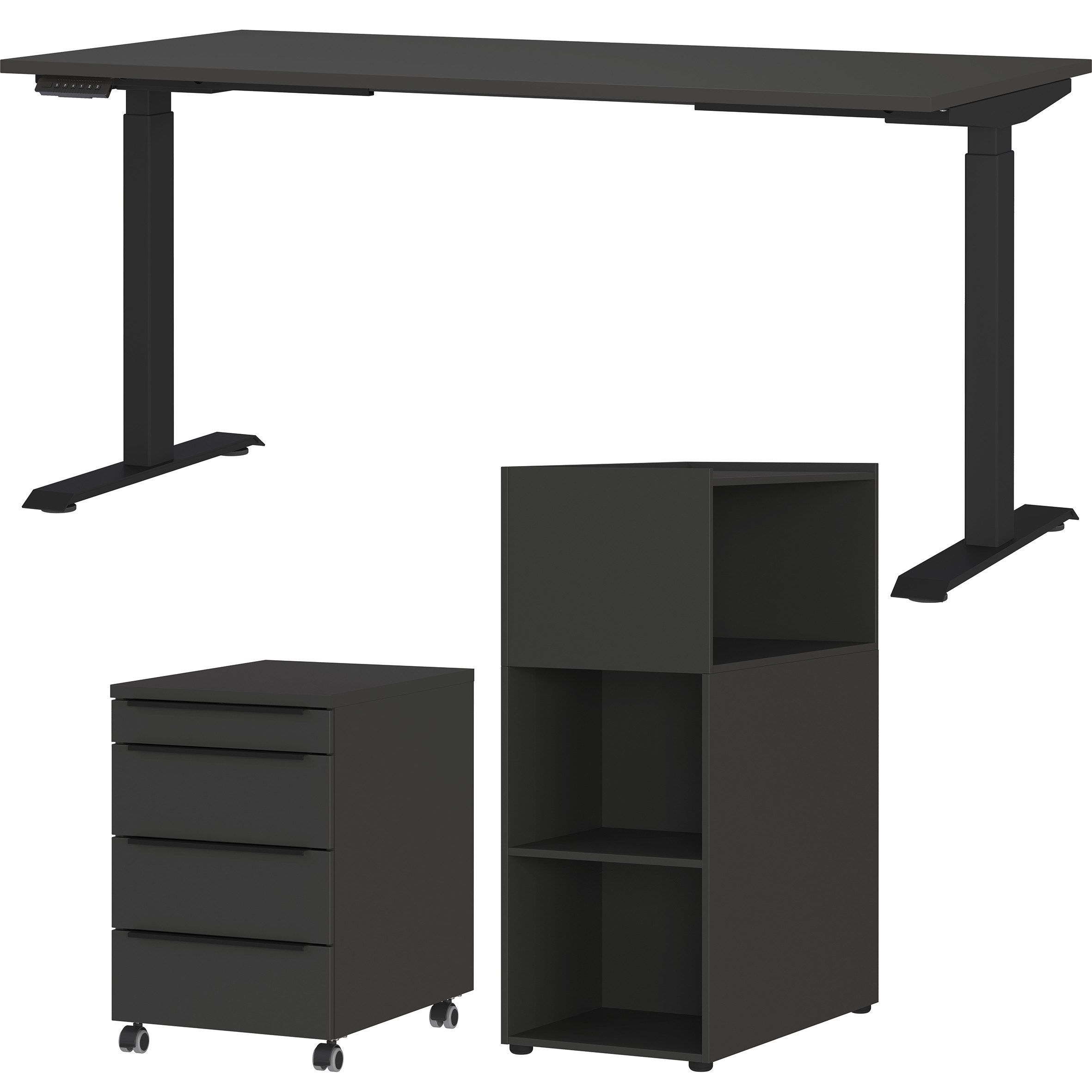 GERMANIA Büromöbel-Set Mailand, (3-tlg), inkl. Schreibtisch, Rollcontainer und Raumteiler