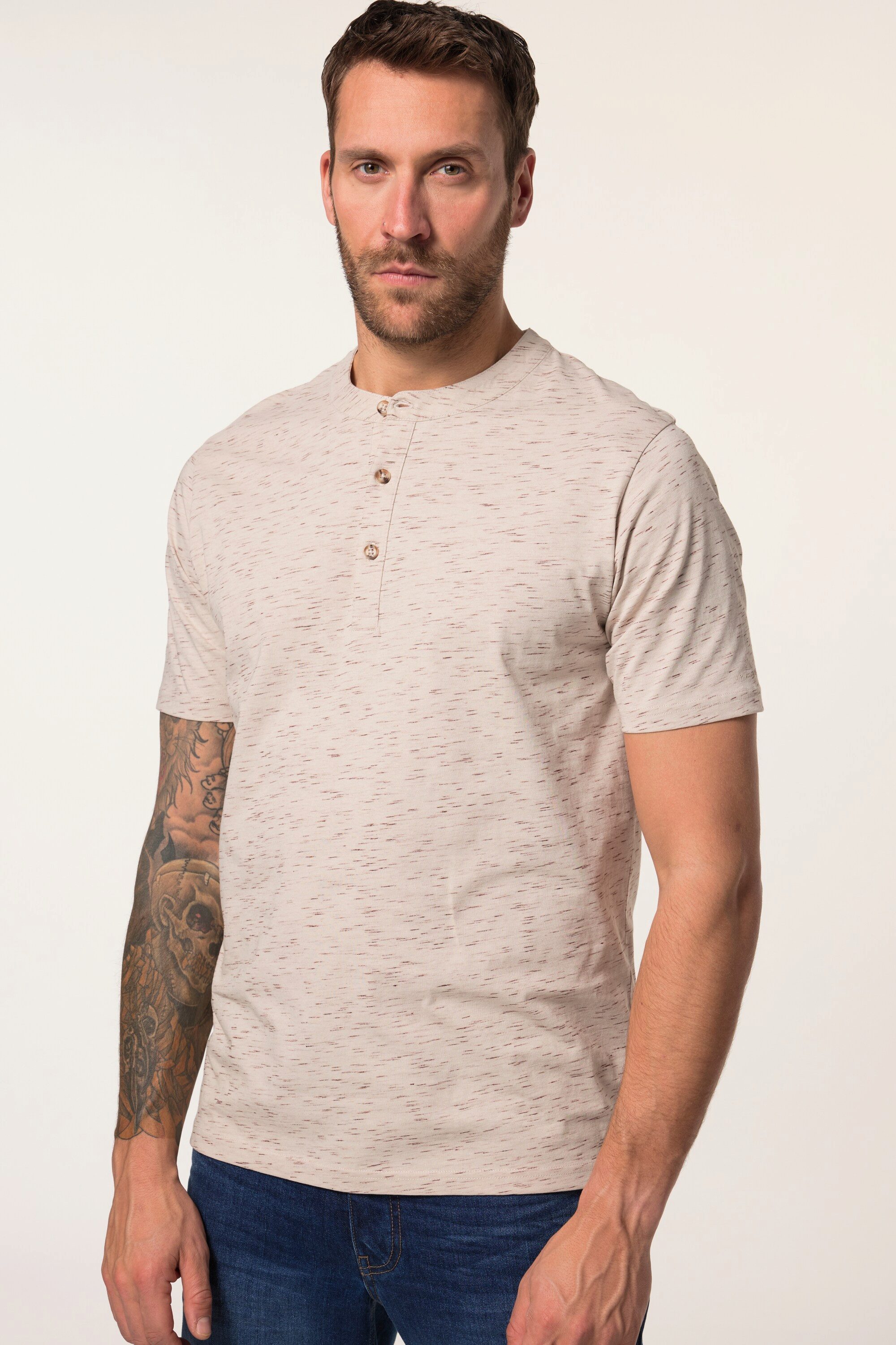 T-Shirt Henley Nachhaltigkeit Halbarm recyceltes Polyester