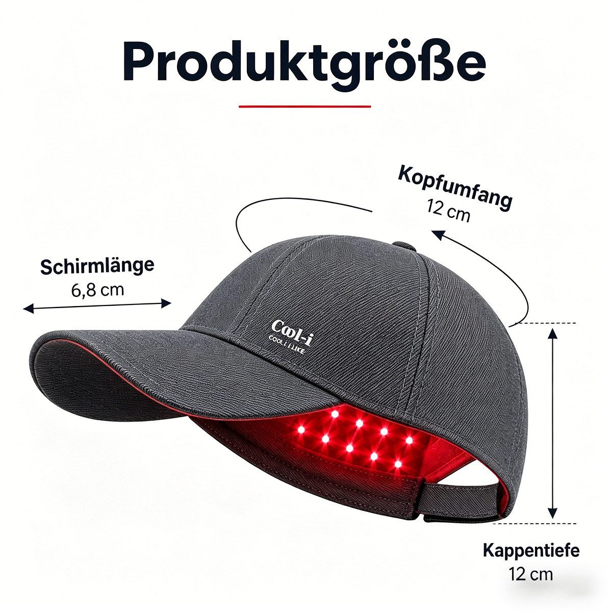 COOL-i ® Infrarotlampe Rotlicht-Haarwuchshaube–Infrarot- & Blaulichttherapie für die Kopfhaut, Kabellose,158 LEDs, wiederaufladbar, Timer, für Männer & Frauen