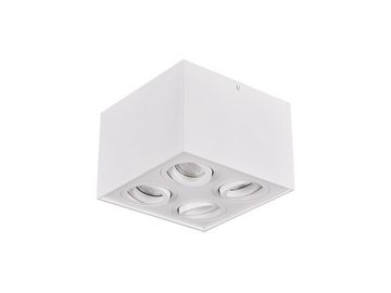 meineWunschleuchte LED Deckenstrahler, Dimmfunktion, LED wechselbar, Warmweiß, Aufbau-Spot Aufputz Strahler innen 4-flammig, Treppenhaus, Weiß H:12cm