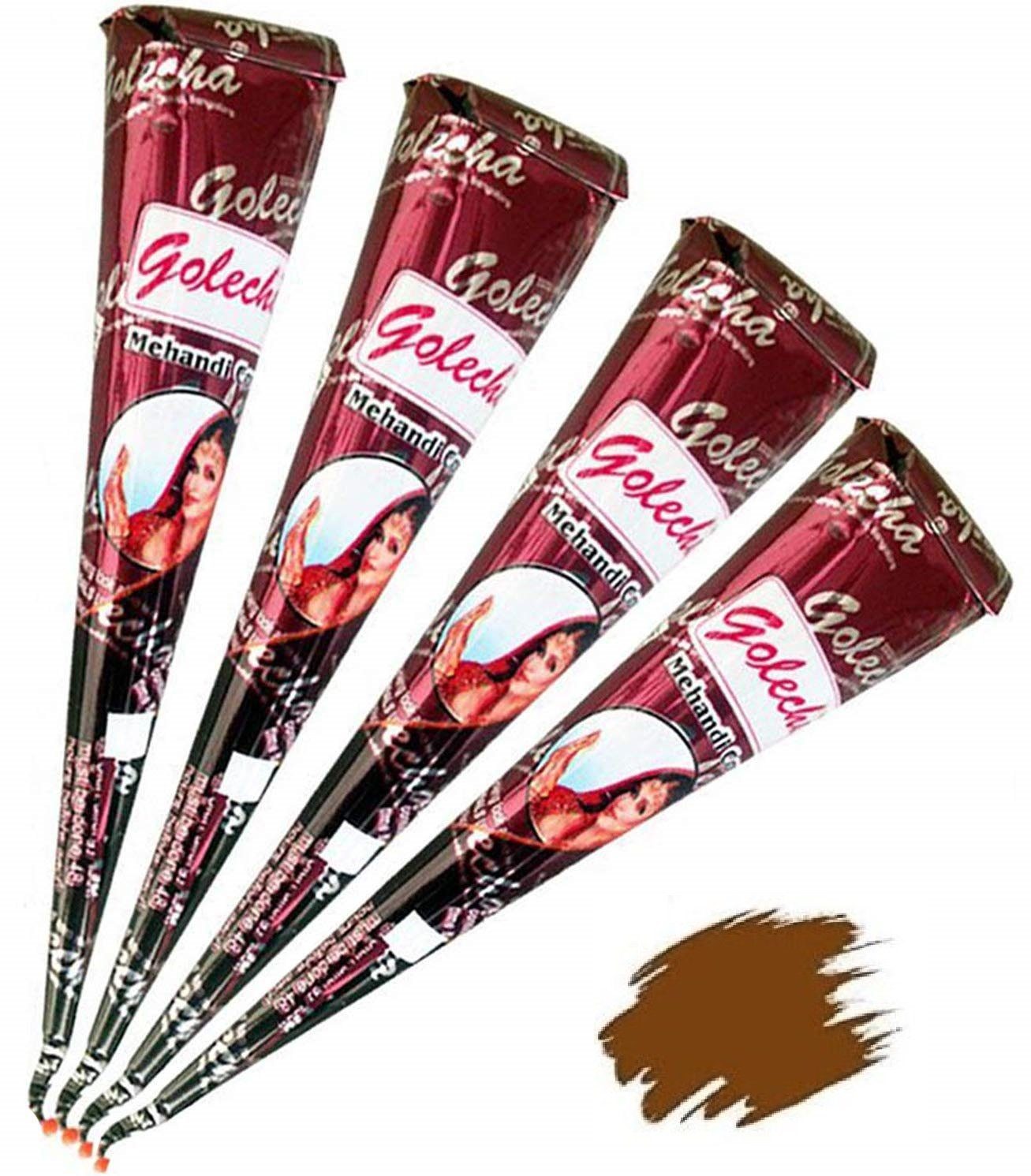 FADEDA Schmuck-Tattoo 4x FADEDA 100% Natural Henna Paste Cones Kegel (Natur-Braun) No Mix, hält ca. 1 - 2 Tage auf der Haut