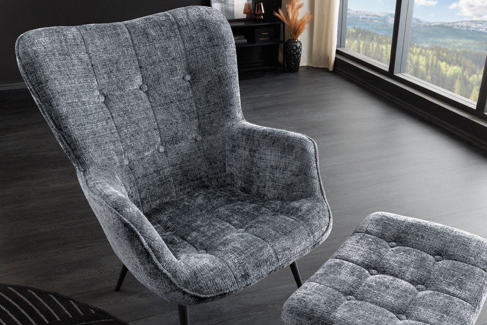 riess-ambiente Sessel SCANDINAVIA grau/schwarz - Chenille, Metall, mit Arml günstig online kaufen