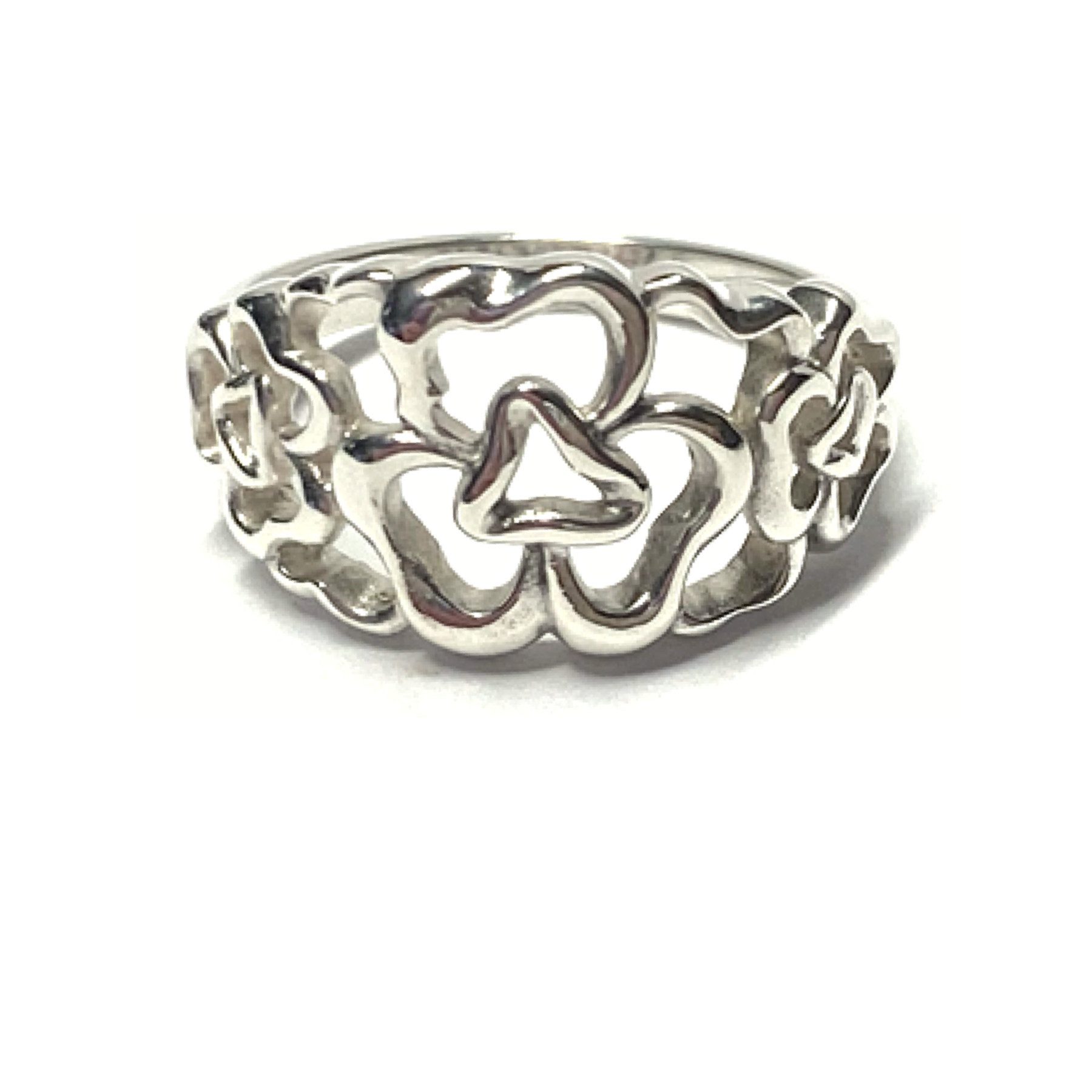 Silberring Ring 925 Silber poliert durchbrochen Blütenoptik #52