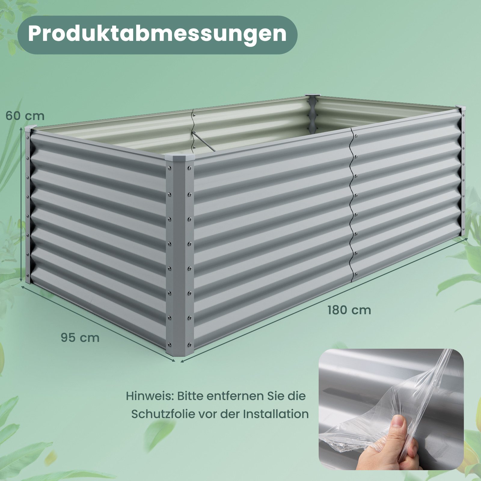 KOMFOTTEU Hochbeet, Gartenbeet mit Wellplatte und offenem Boden