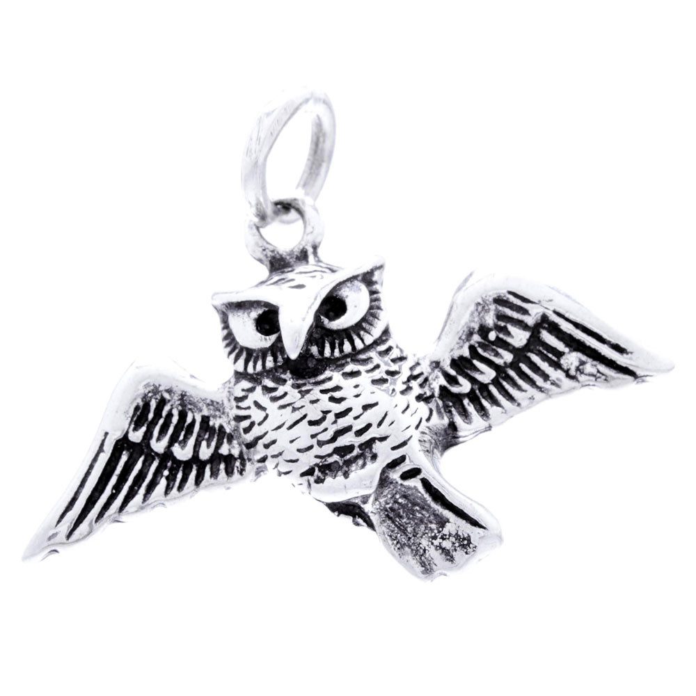 Kettenanhänger Silberanhänger Eule im Flug 925er Silber Schmuck - Vögel - 31x25mm