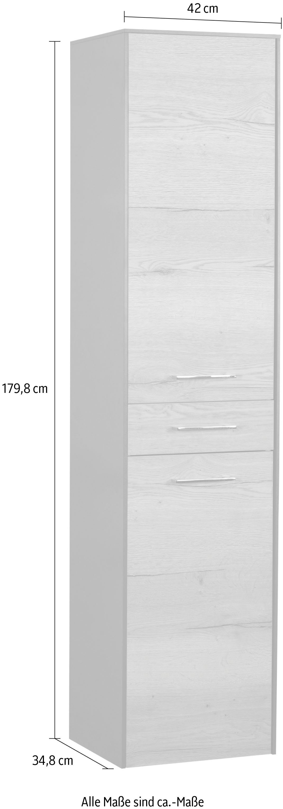 MARLIN Hochschrank matt anthrazit/Eiche 3400 | cm anthrazit Nachbildung Struktur Breite 42