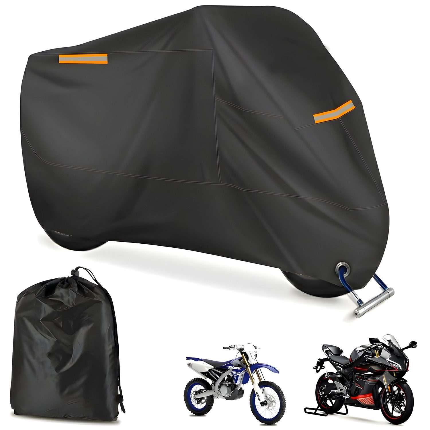 AIMAX Fahrradschutzhülle Fahrradabdeckung XXXL Wetterfest Wasserdicht 265*105*125cm Faltgarage (210D Polyester Gewebe Outdoor Schutzplane mit UV- & PU-Beschichtung, Fahrradplane Regenschutz mit Schlosslöcher, Fahrrad Abdeckplane), für 1-2 Fahrräder, Motorräder, E-Bikes und Roller geeignet