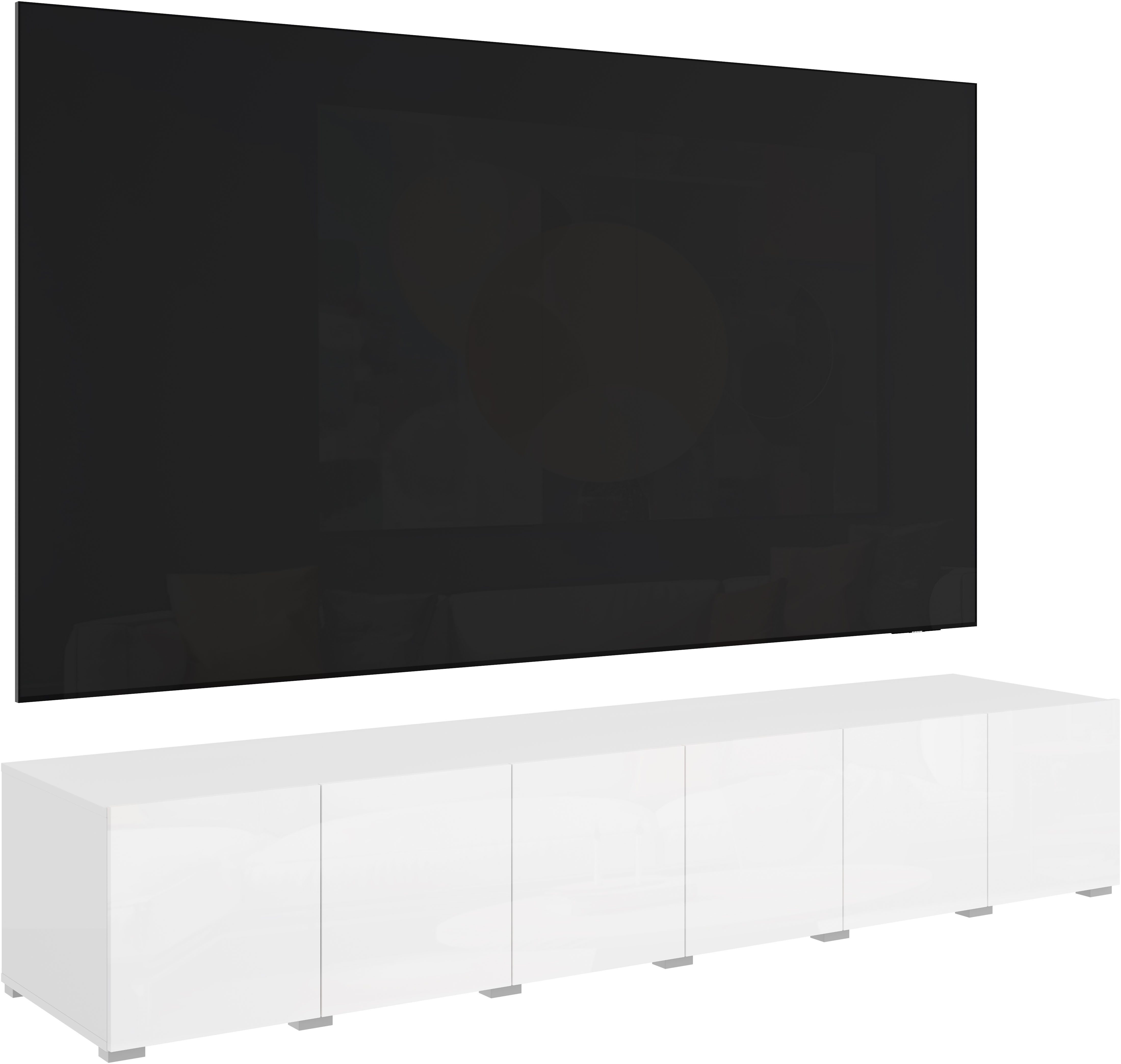 OTTO home Lowboard Denver Erlebe die Weltmeisterschaft im XXL-Format (1 St), Elegantes TV-Möbel 220 cm, speziell für bis zu 98-Zoll Fernseher