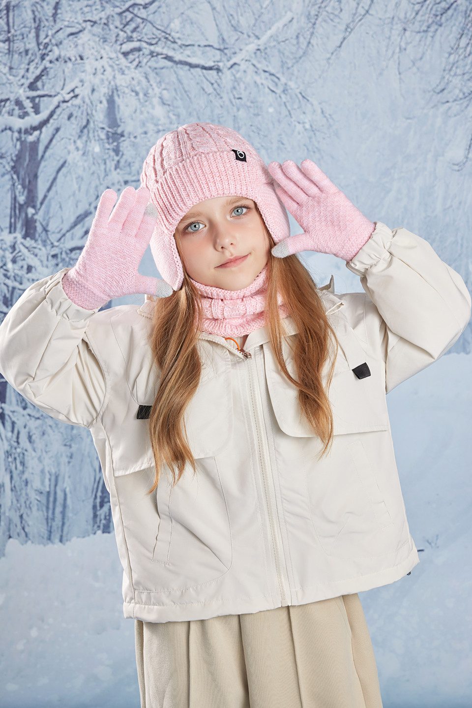 Cachito Mütze & Schal Kinder-Wintermütze, Schal und Handschuhe, warme Thermo-Strickmütze (mit Ohrenschützern), Halswärmer, Touchscreen-Handschuh – Bild 2 von 5