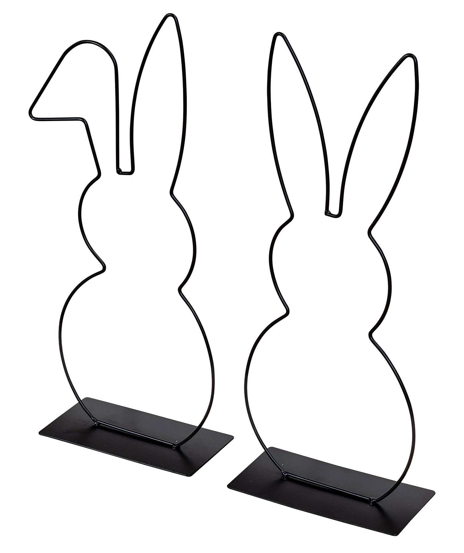 Levandeo® Osterhase, 2er Set Hase Aufsteller Metall H50cm Schwarz Osterdeko Tischdeko