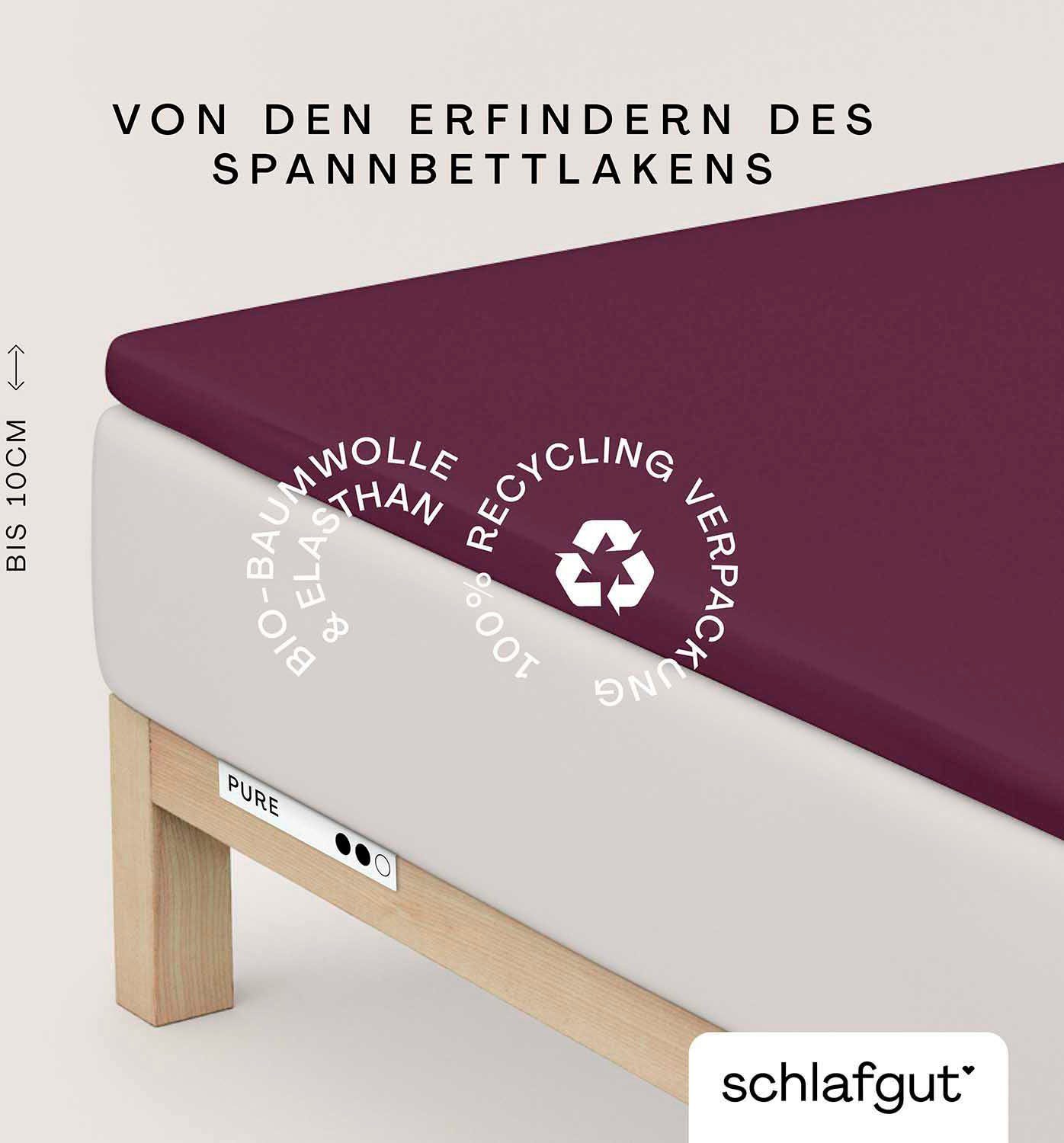 Schlafgut Spannbettlaken PURE TOPPER Bio-Baumwolle mit Elasthan 170 g/m² für Topper bis 10 cm, Jersey-Elasthan, Gummizug: rundum, (1 Stück), PREMIUM Laken für Matratzen bis 10 cm Höhe, dehnbar, blickdicht