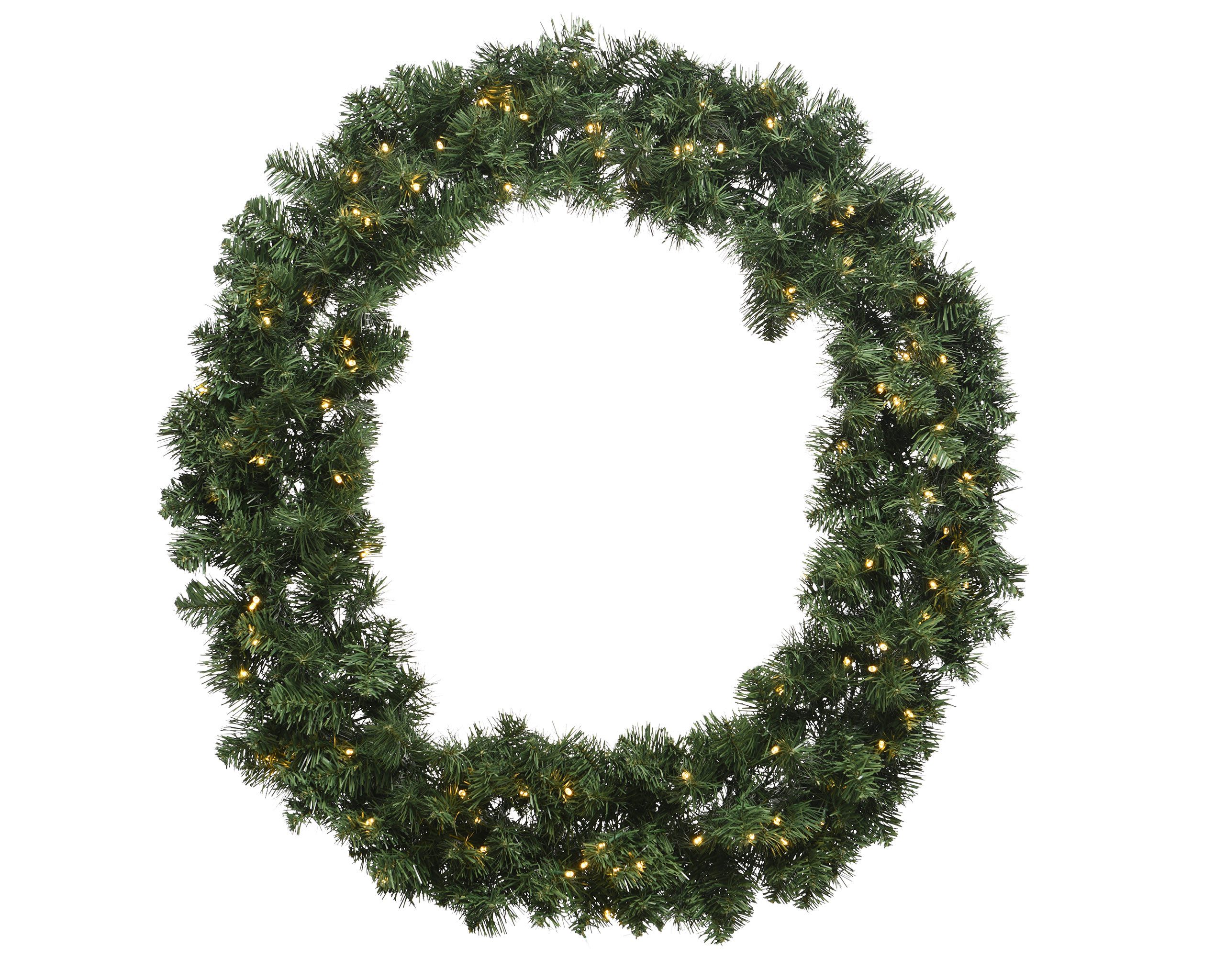 Lumineo Adventskranz, Künstlicher Tannenkranz 50cm mit LED Lichtern Grün / Warmweiß