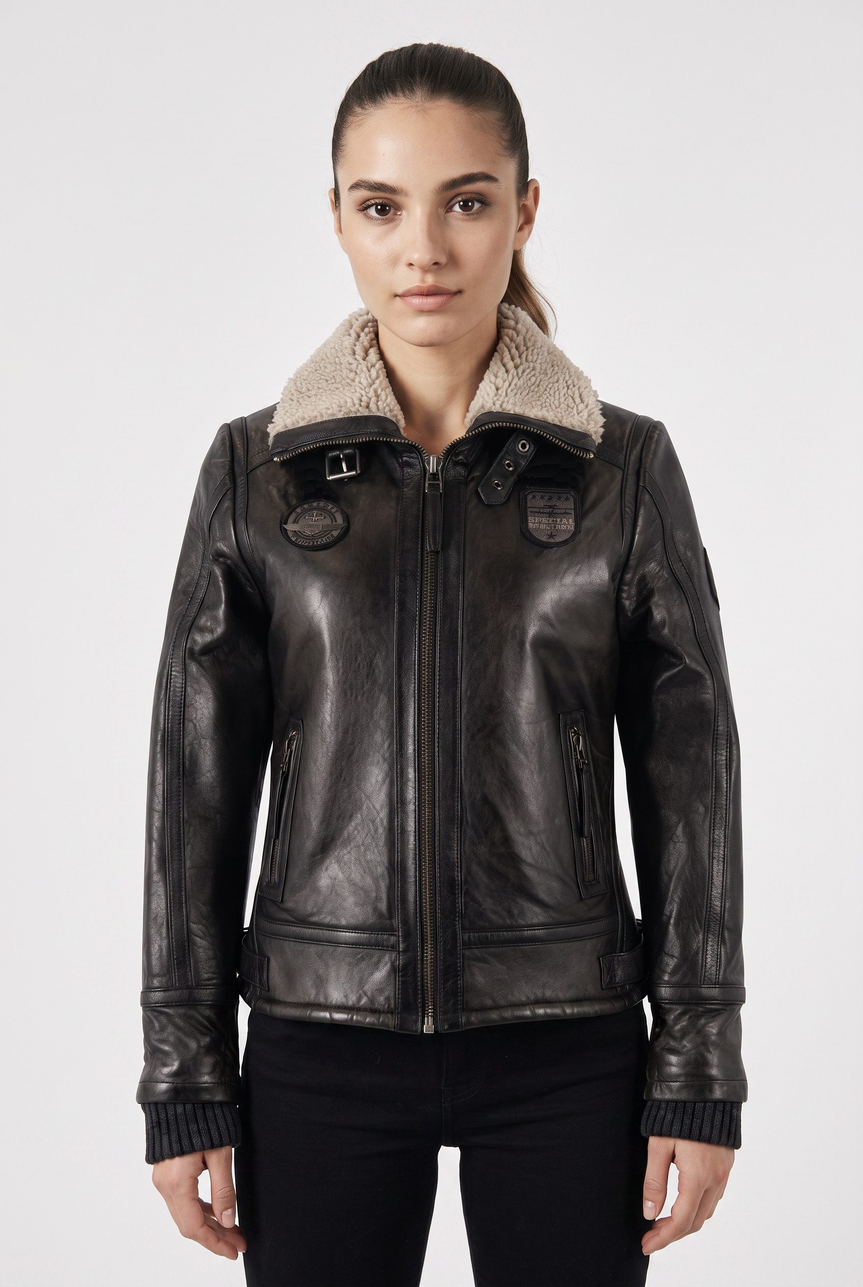Mauritius Lederjacke MWNairobi mit Teddyfell, Flieger-Stil