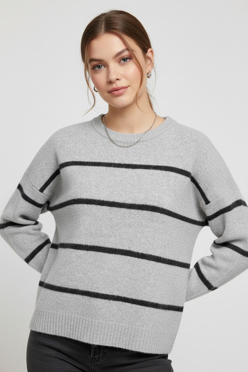 ONLY Strickpullover ONLOXFORD LIFE LS STRIPE O-NECK KNT