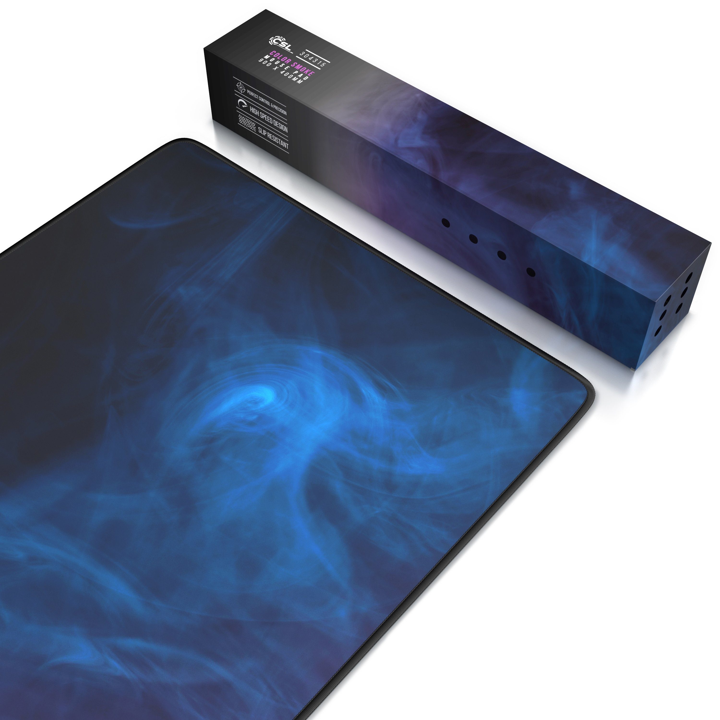 CSL Gaming Mauspad XXL Speed Mousepad 900 x 400 x 3 mm, große Tischunterlage (1-St), rutschfest, abwaschbar, Geschwindigkeit & Präzision, Farbiger Rauch – Bild 3 von 5