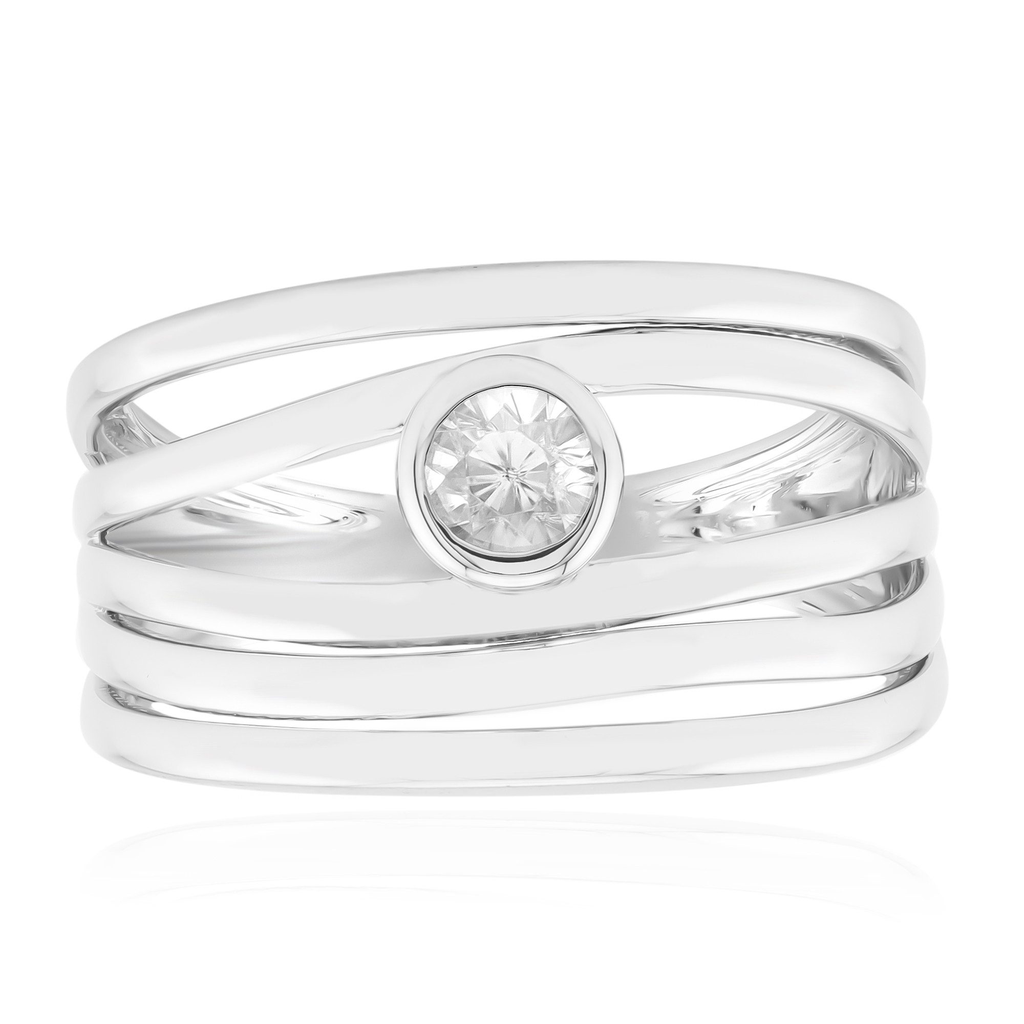 Cavill Solitärring Kambodschanischer Zirkon Platinplattierter Silberring (1-tlg)
