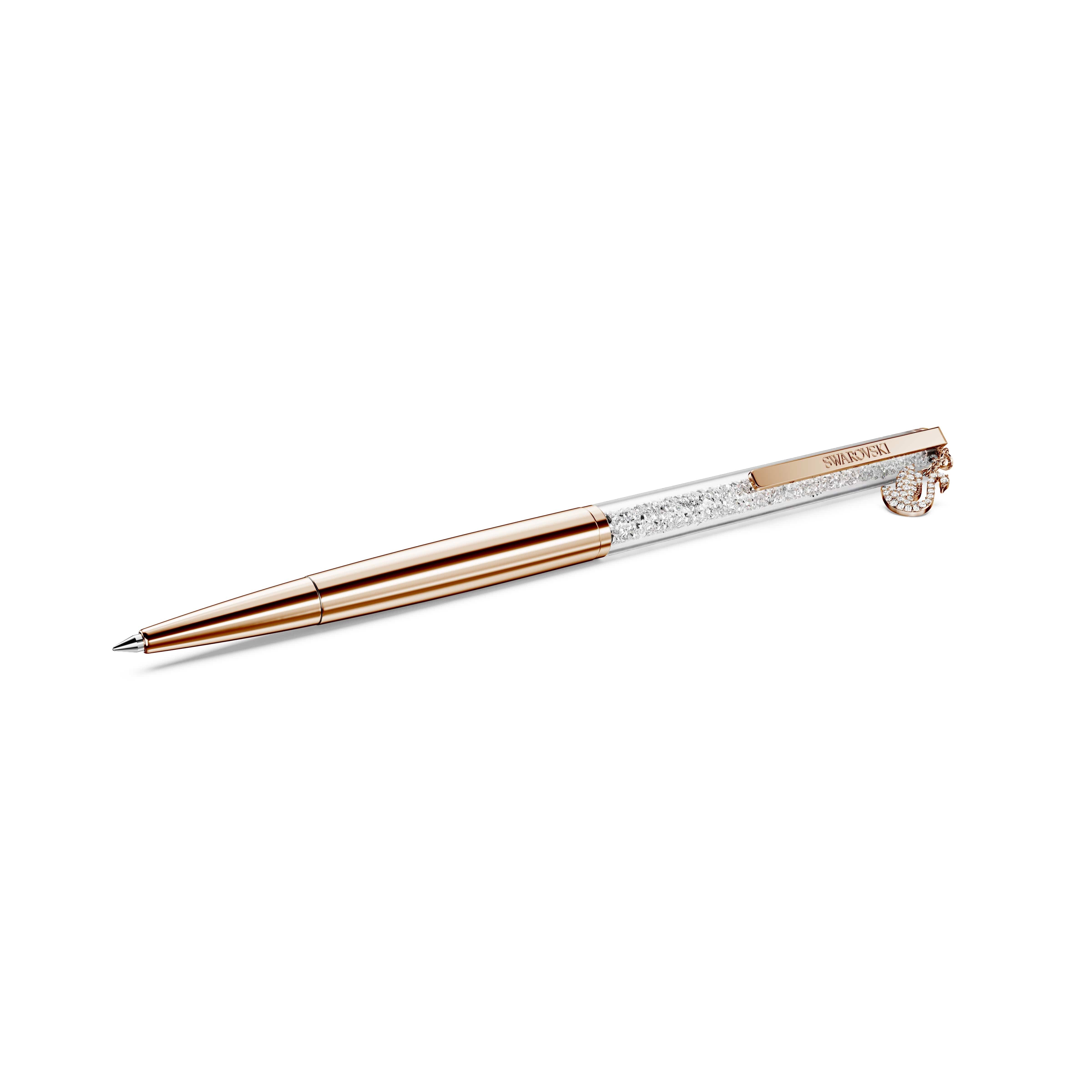 Swarovski Drehkugelschreiber Schreibgerät Geschenk CRYSTALLINE mit Schwan-Charm, (1-tlg), mit Swarovski® Kristallen