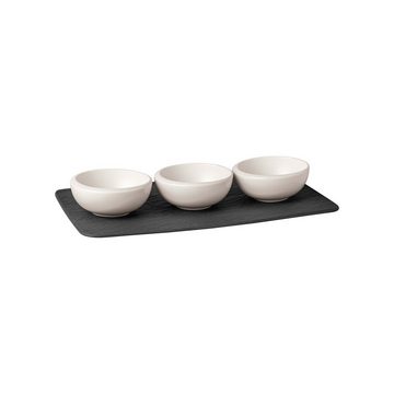 Villeroy & Boch Dipschale NewMoon Dipschälchenset, 4tlg, weiß/schwarz, Porzellan, (Set, 4-tlg)