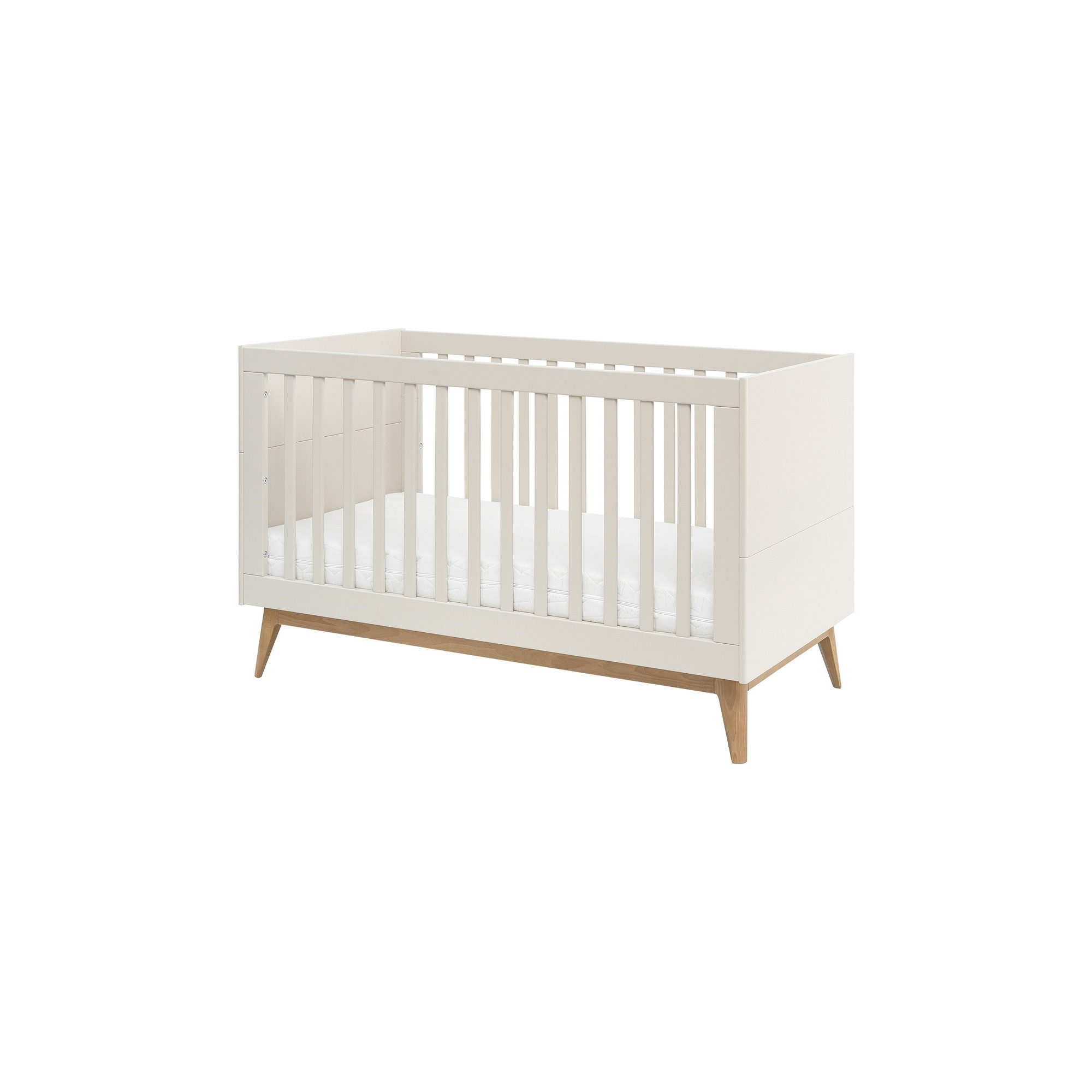Raumhirsch Furniture Babybett Modernes Babybett SETH 140x70 cm mit Schlupfsprossen, Liegefläche 140 x 70 cm, Skandinavische Optik, Massives Buchenholz