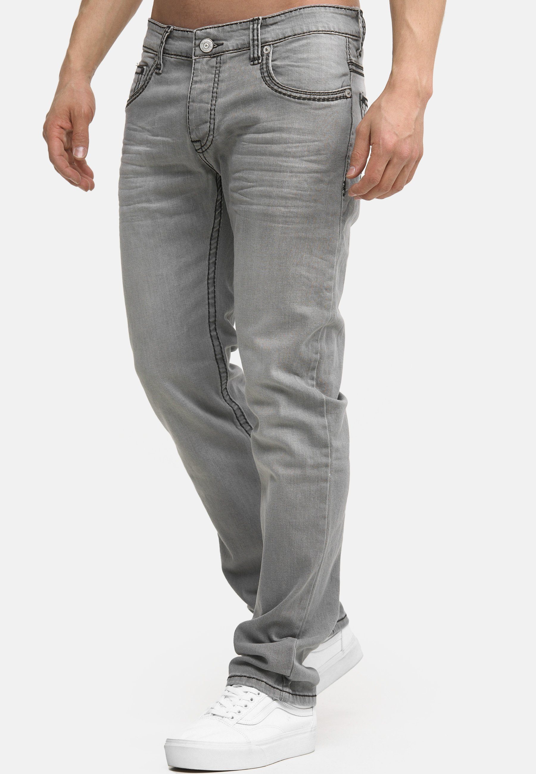 Denim Regular-fit-Jeans Grau Code47 Pocket Jeans Five Fit Hose Code47 Herren (1-tlg) Regular Männer Bootcut