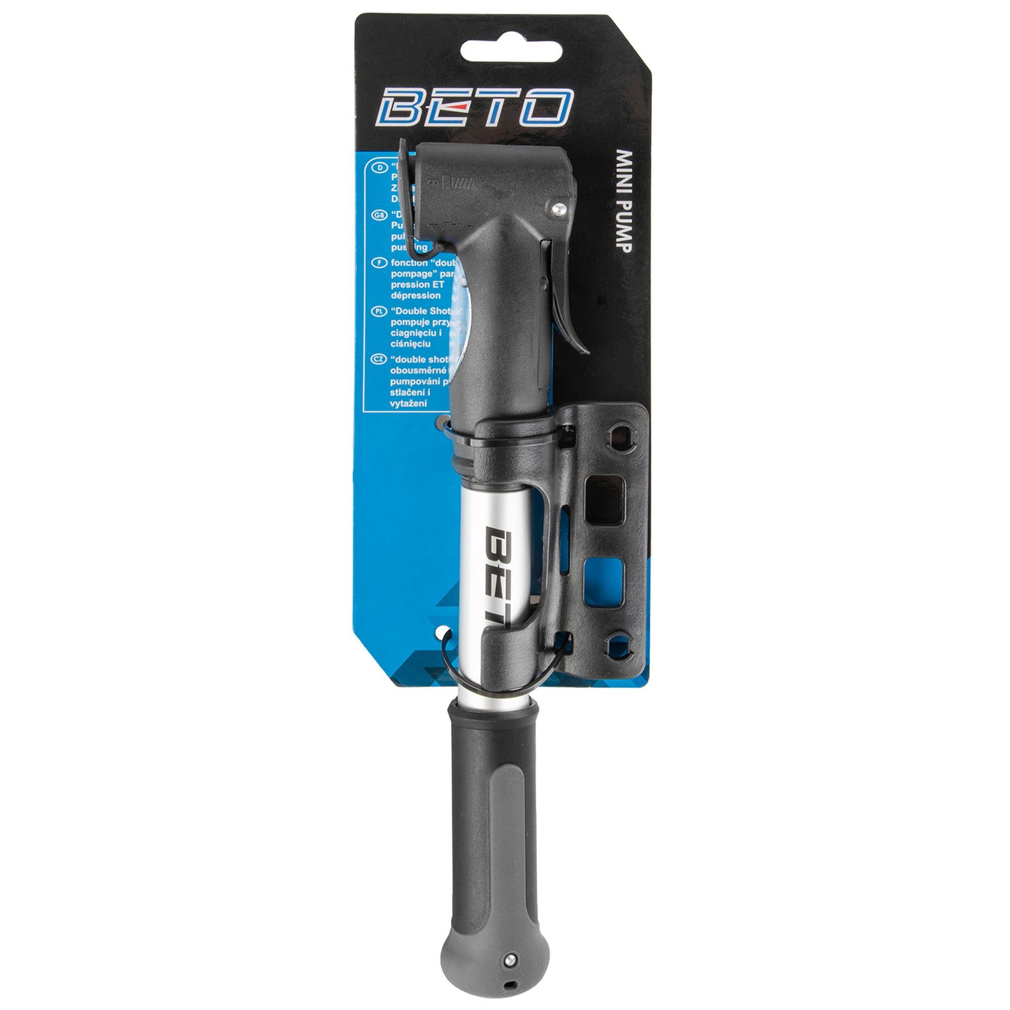 Beto Minipumpe Double-HxS (2-tlg., mit Halterung), Fahrradpumpe Luftpumpe Fahrrad AV/DV/FV Minipumpe Fahrradluftpumpe