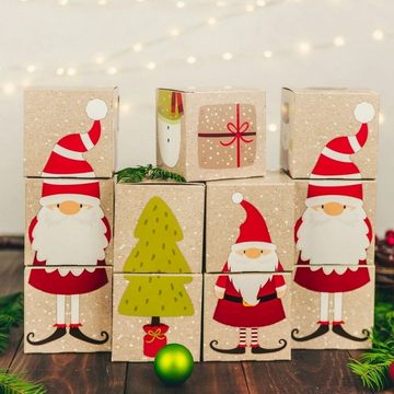 suebidou befüllbarer Adventskalender Weihnachtskalender Stapelkisten mit Wichtelmotiven zum Befüllen