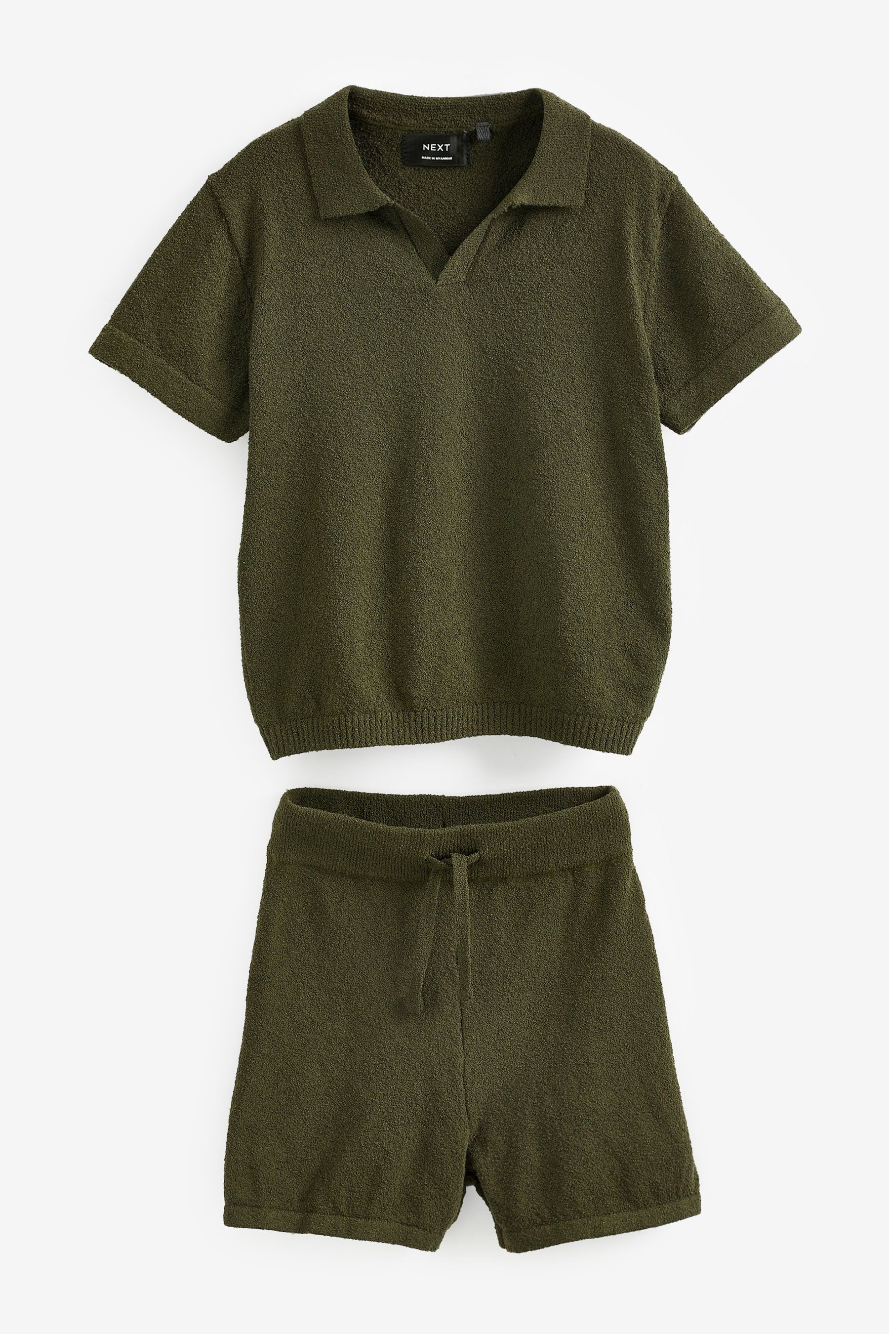 Next T-Shirt & Shorts T-Shirt aus Boucléstrick und Shorts im Set (2-tlg) Green