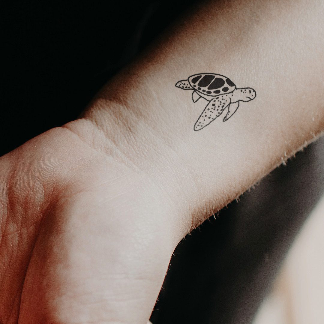 Inkster Schmuck-Tattoo Süße Schildkröte Tattoo, wasserfestes temporäres Tattoo, 2 Wochen Halt
